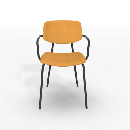 Fauteuil rétro et revêtement en tissu jaune doré - Lago