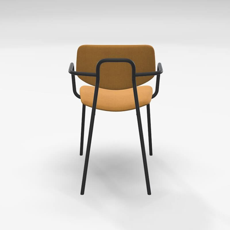 Chaise avec accoudoirs vintage et revêtement en tissu jaune doré - Lago