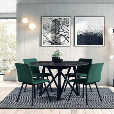 Chaise en tissu vert de salle à manger - Pisa