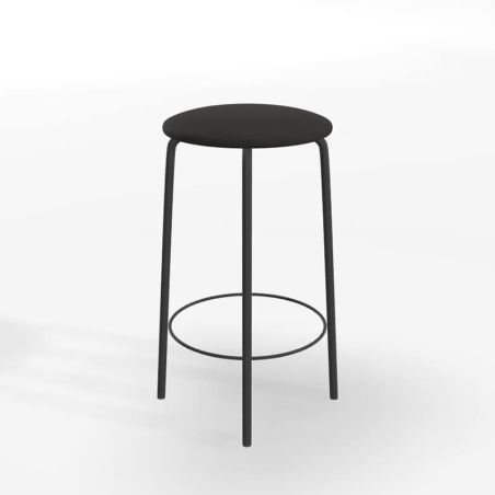Tabouret snack sans dossier assise en tissu noir rembourrée - Nantes