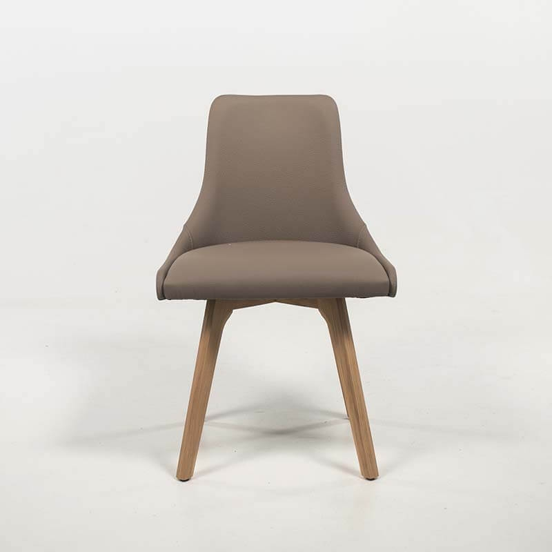 Chaise de salle à manger moderne grise pieds bois - Lars