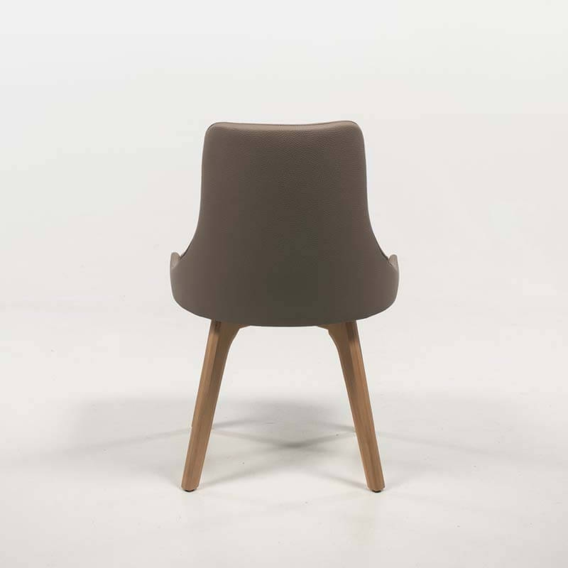 Chaise grise rembourrée pieds en bois - Lars