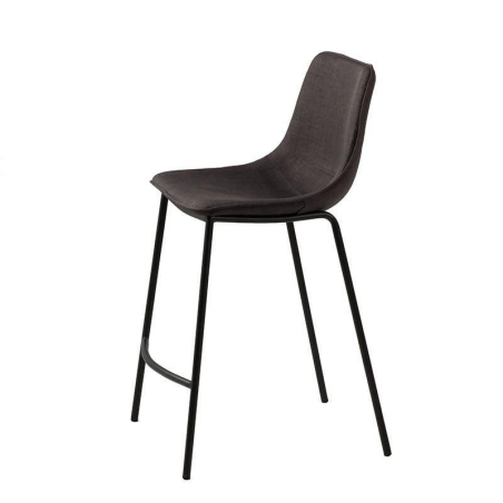 Tabouret gris foncé avec pieds en métal noir - Coque
