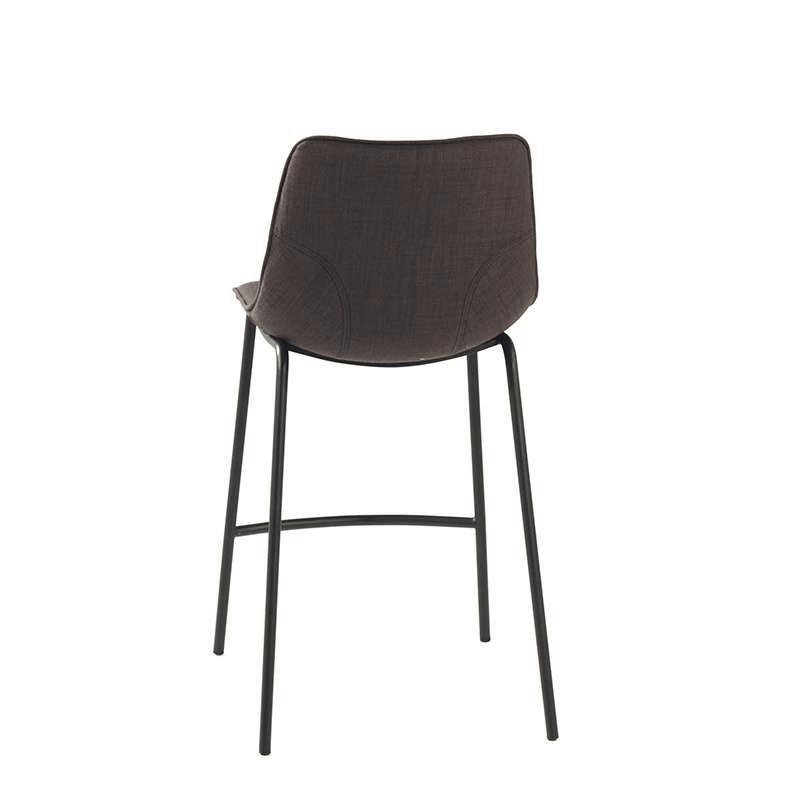 Tabouret snack en tissu gris foncé et pieds en métal - Coque