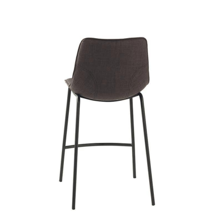 Tabouret snack en tissu gris foncé et pieds en métal - Coque