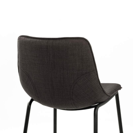Tabouret snack en tissu gris foncé et pieds en métal - Coque