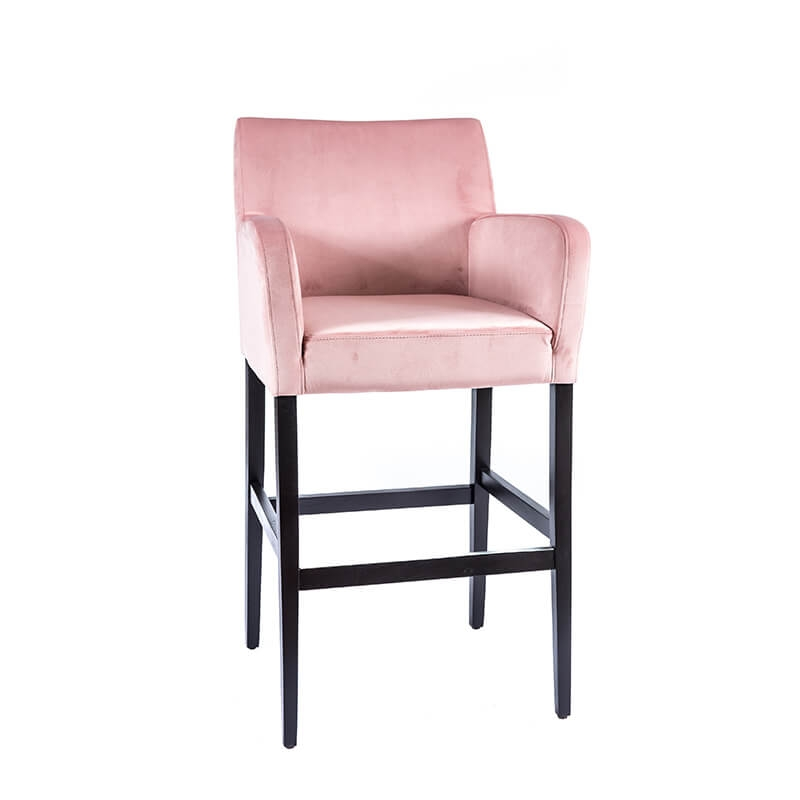 Tabouret de bar en tissu rose avec accoudoirs - BarMoritz