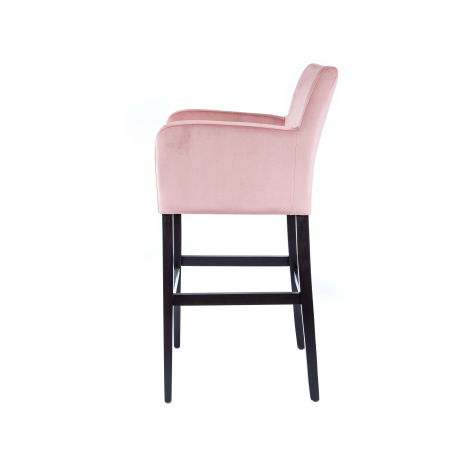 Tabouret de bar cocooning rose et pieds en bois massif- BarMoritz
