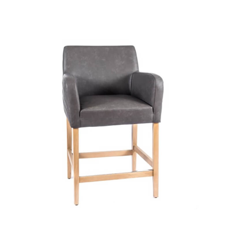 Tabouret snack matelassé sur le dossier et pieds en bois massif - BarMoritz 2