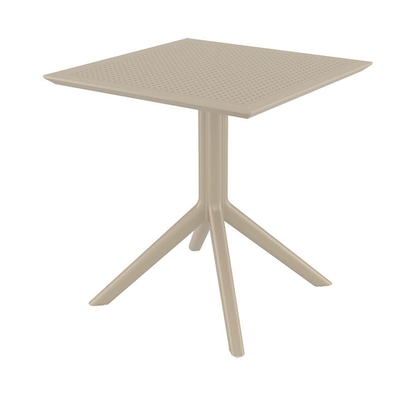 Petite table d'extérieur carrée en résine taupe - Sky