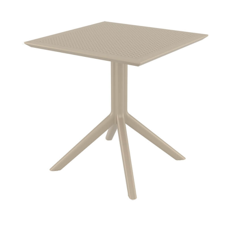 Petite table d'extérieur carrée en résine taupe - Sky