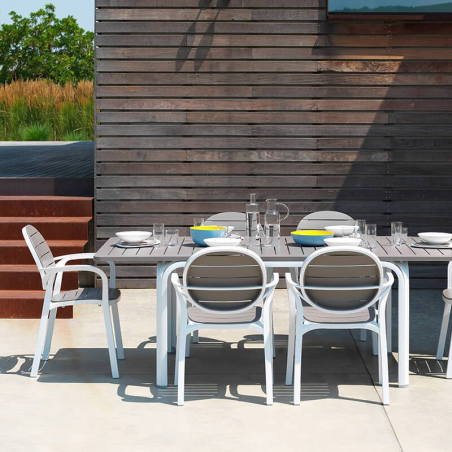 Fauteuil de jardin en polypropylène blanc et taupe - Palma