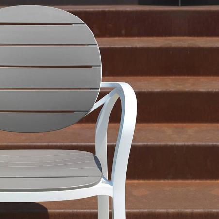Fauteuil de jardin en polypropylène blanc et taupe - Palma