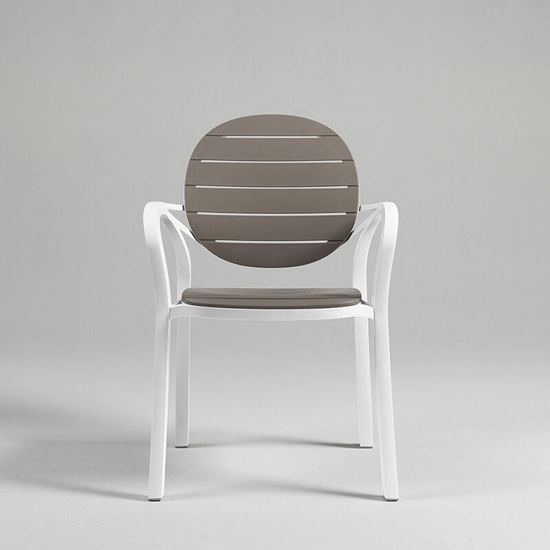 Fauteuil de jardin en polypropylène blanc et taupe - Palma