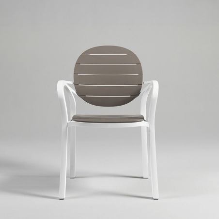 Fauteuil de jardin en polypropylène blanc et taupe - Palma