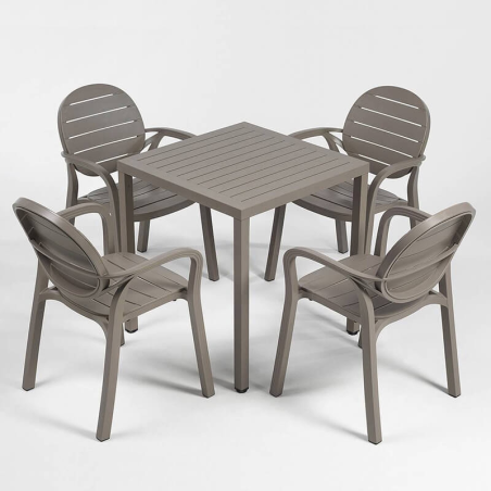 Fauteuil de jardin en polypropylène taupe - Palma