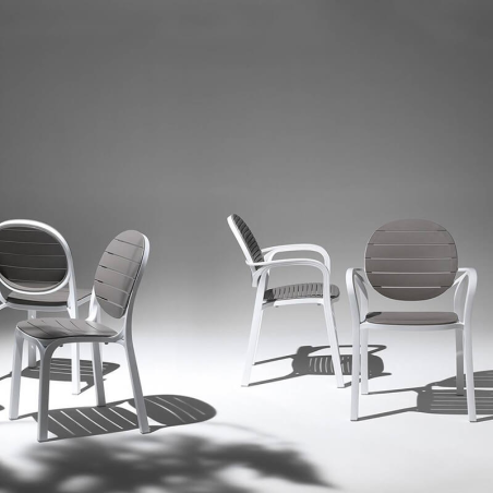 Fauteuil de jardin en polypropylène blanc et taupe - Palma