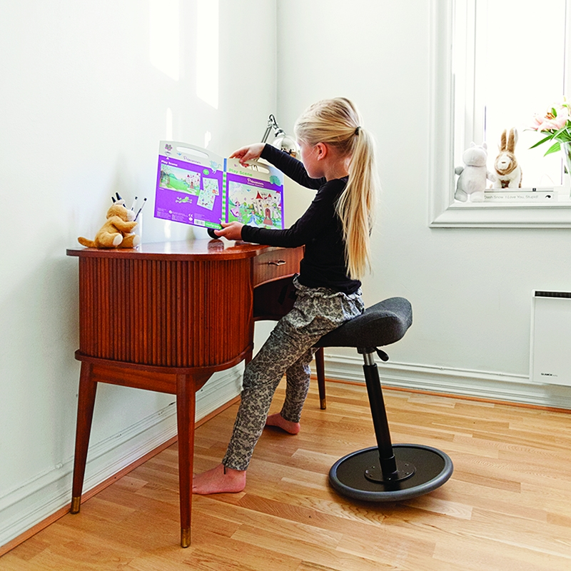 Tabouret réglable en hauteur en tissu noir et blanc - Move Varier®