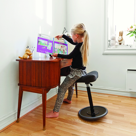 Tabouret réglable en hauteur en tissu noir et blanc - Move Varier®