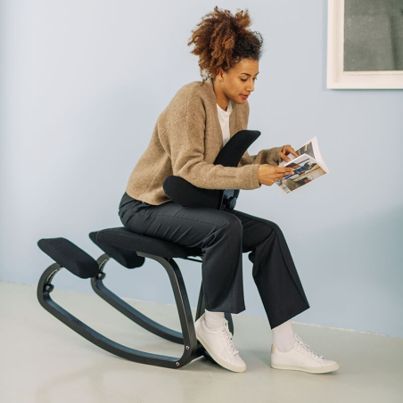 Chaise ergonomique assis genoux tissu noir - ThatSit Varier®