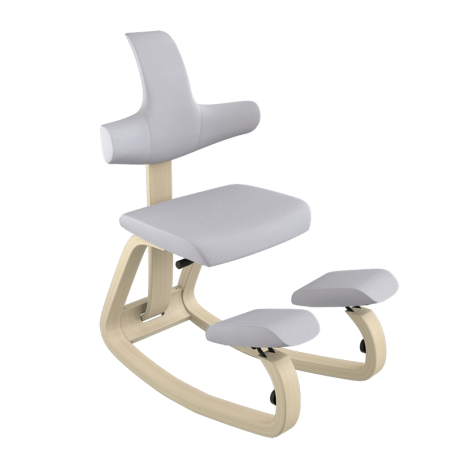 Chaise de bureau à bascule en bois et tissu gris - ThatSit Varier®