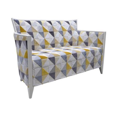 Petit canapé fabrication française en tissu à motifs jaune - Nathan