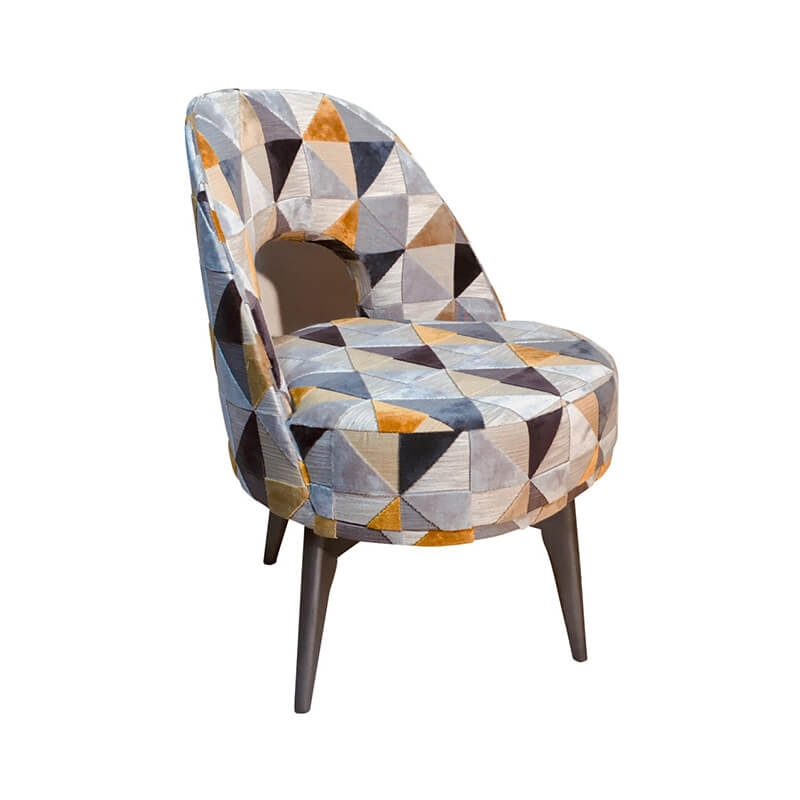 Chauffeuse pivotante art déco à motifs jaunes made in France - Hugo