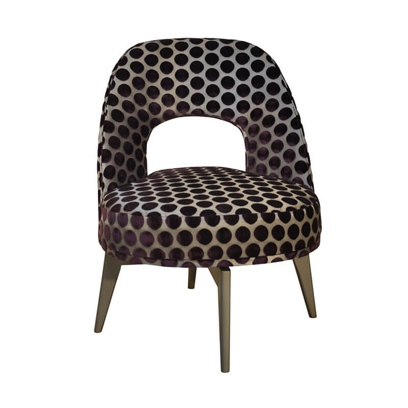 Chauffeuse tournante à pois noirs en tissu et bois - Hugo