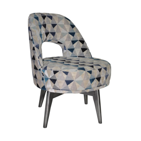 Fauteuil bas confortable et pivotant en tissu à motifs bleus - Hugo