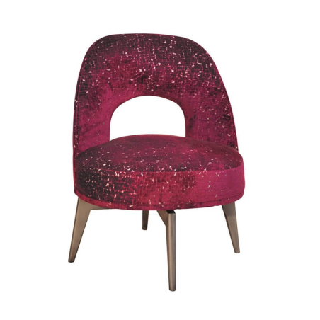 Fauteuil bas pivotant en tissu rose fabrication française - Hugo