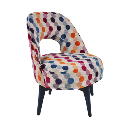 Chauffeuse française en tissu à pois multicolores assise pivotante - Hugo