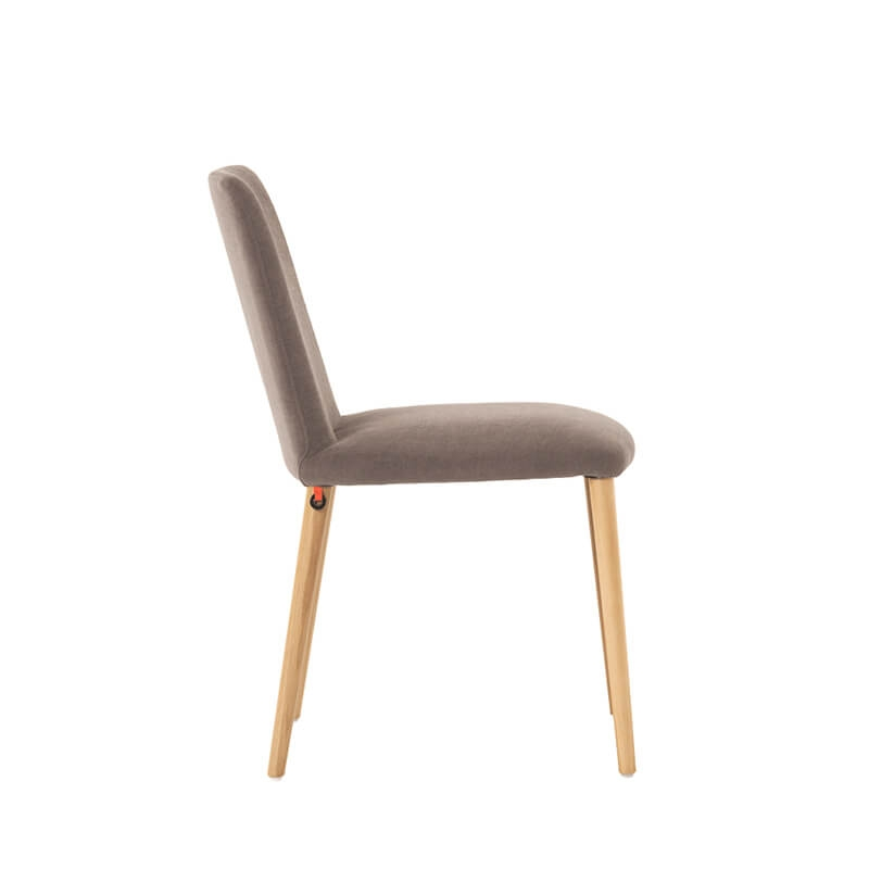 Chaise confortable de salle à manger en tissu gris et bois - Rob Mobitec