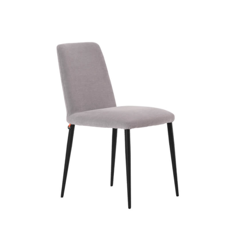 Chaise de salle à manger en tissu gris et pieds métal - Rob Mobitec