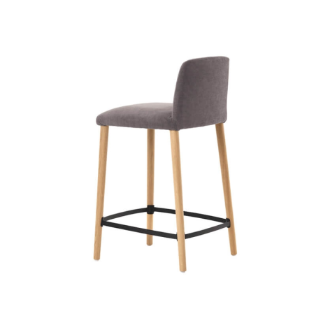 Tabouret snack rembourré en tissu gris et bois massif - Rob Mobitec
