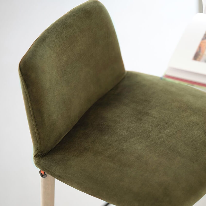 Tabouret hauteur snack en tissu vert effet velours et bois massif - Rob Mobitec