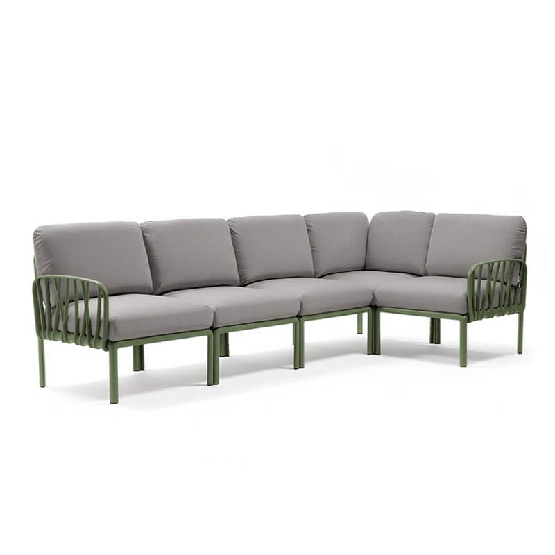 Canapé modulable en tissu gris d'extérieur 5 places - Komodo