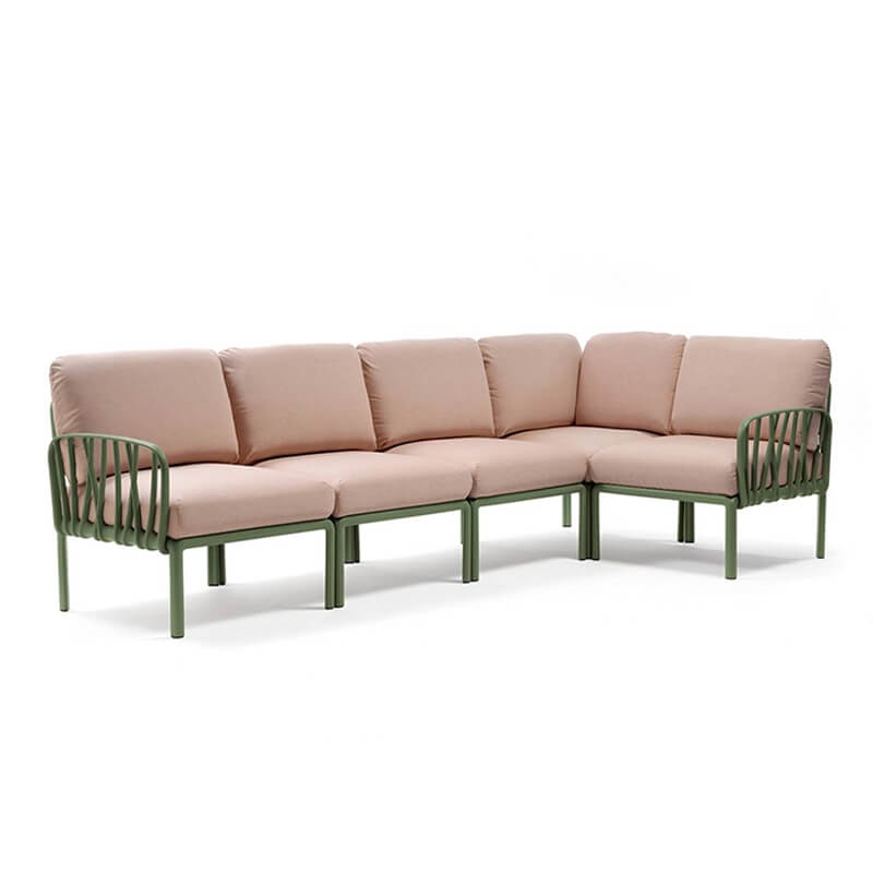 Canapé modulaire en tissu rose d'extérieur 5 places - Komodo