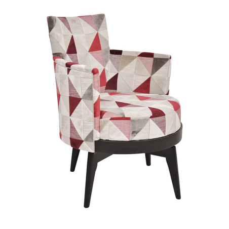 Fauteuil pivotant made in France avec motifs rouges made in France - Mathis