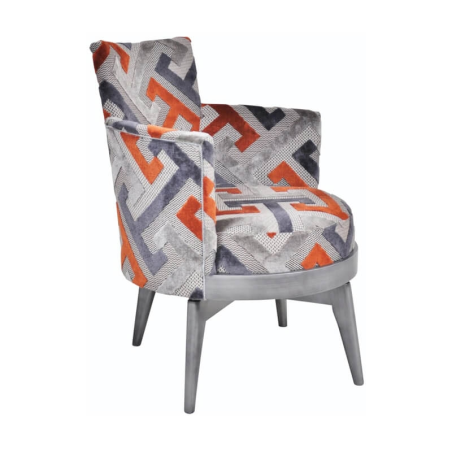 Fauteuil pivotant art déco motifs géométriques oranges made in France – Mathis
