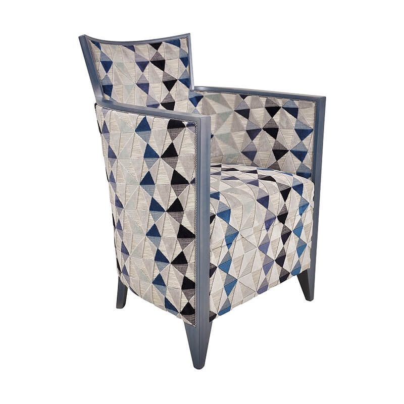 Fauteuil de salon stye art déco à motifs bleus de fabrication française - Nathan