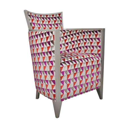 Fauteuil de salon à motifs roses fabrication française - Nathan