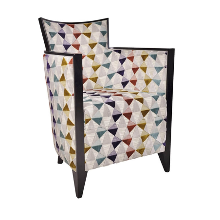 Fauteuil de salon en tissu et bois style art déco - Nathan