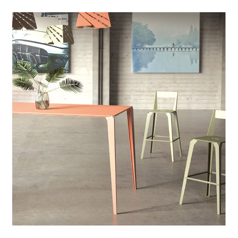 Tabouret snack français en métal pour jardin avec dossier - Valence