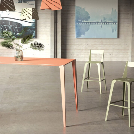 Tabouret snack français en métal pour jardin avec dossier - Valence