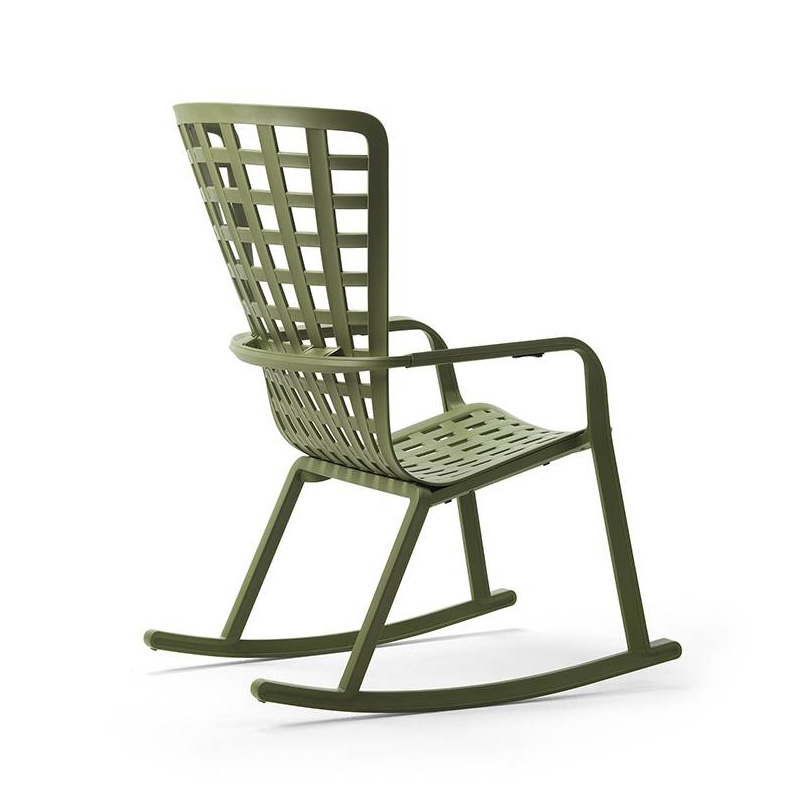 Rocking-chair de jardin tendance empilable en plastique vert – Folio