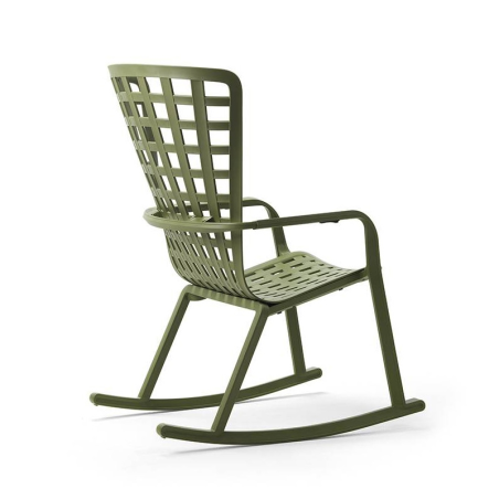 Rocking-chair de jardin tendance empilable en plastique vert – Folio