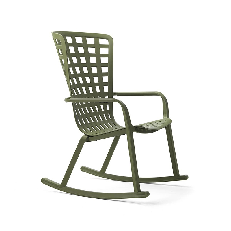Rocking-chair moderne extérieur inclinable et empilable vert– Folio