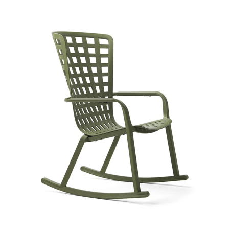 Rocking-chair moderne extérieur inclinable et empilable vert– Folio