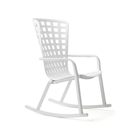 Rocking-chair design jardin empilable et inclinable en polypropylène blanc - Folio