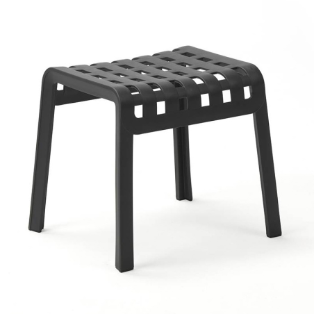 Tabouret bas extérieur design empilable en polypropylène noir - Poggio